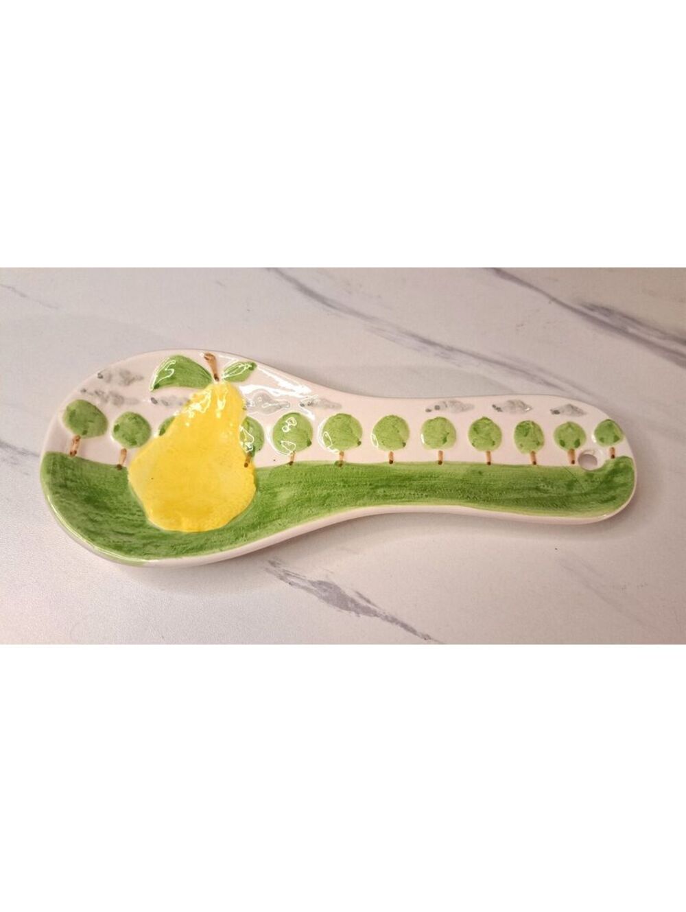 Vintage Dept 56 Pear Ceramic Spoon Rest Orchard Collection Ly Sylvester 8"